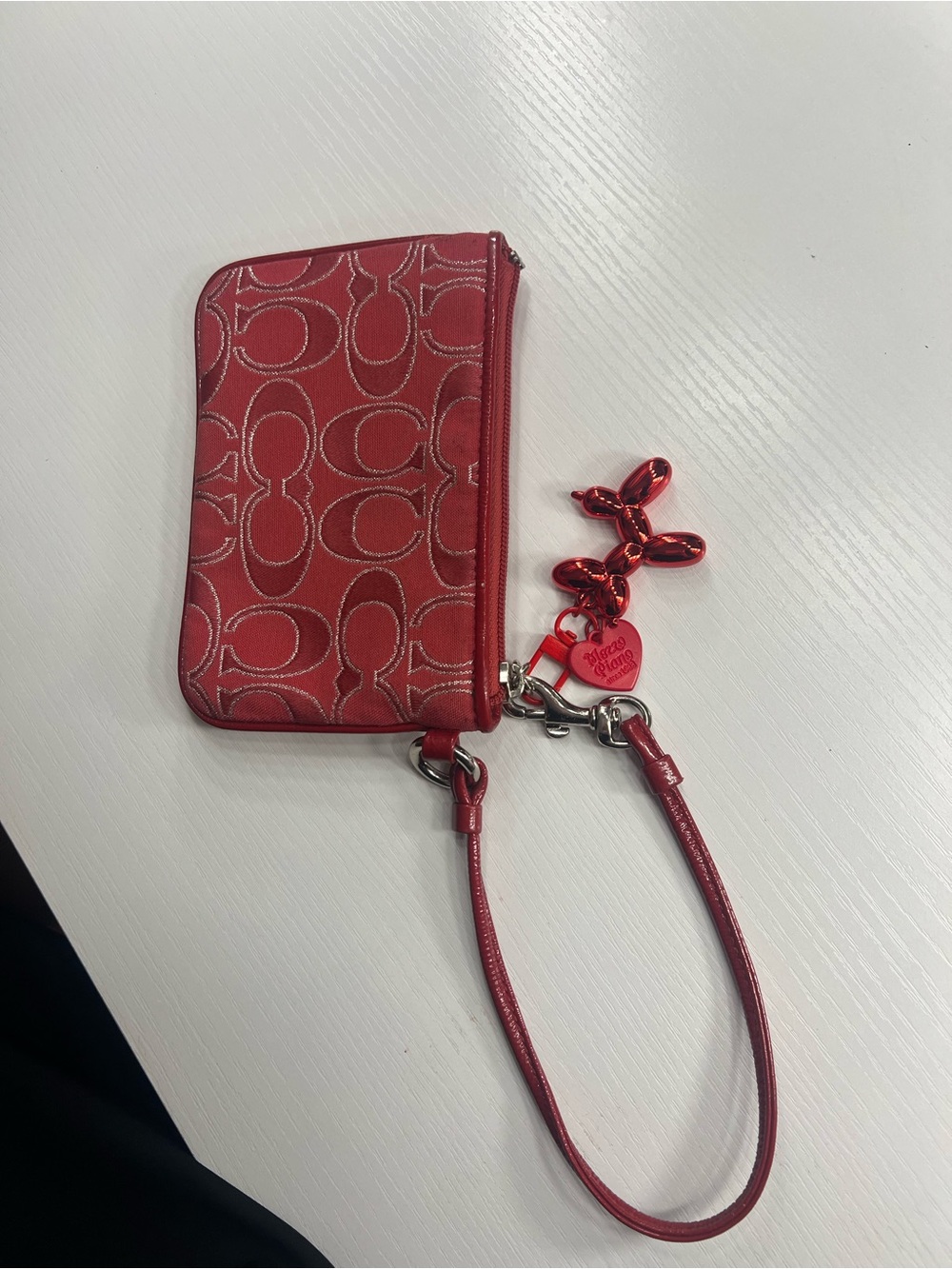 Coach Poppy Pink Signature Wristlet Pouch - Gem
